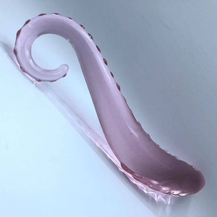 Hippocampus Shape G Shape Pyrex Glass Crystal Dildo with Spot Beads Fake Penis Anal Butt Plug Gay Masturbation Box Shipping