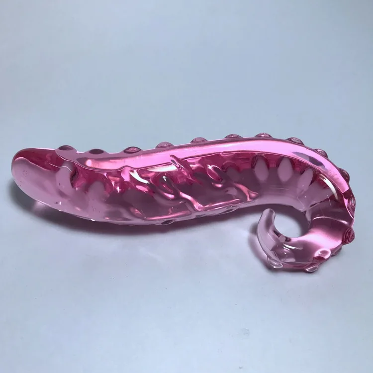 Hippocampus Shape G Shape Pyrex Glass Crystal Dildo with Spot Beads Fake Penis Anal Butt Plug Gay Masturbation Box Shipping