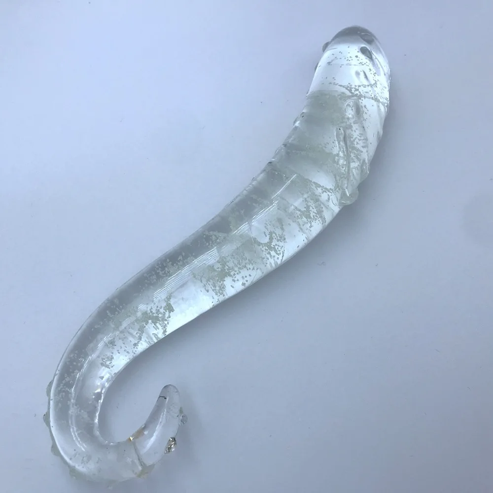 Hippocampus Shape G Shape Pyrex Glass Crystal Dildo with Spot Beads Fake Penis Anal Butt Plug Gay Masturbation Box Shipping