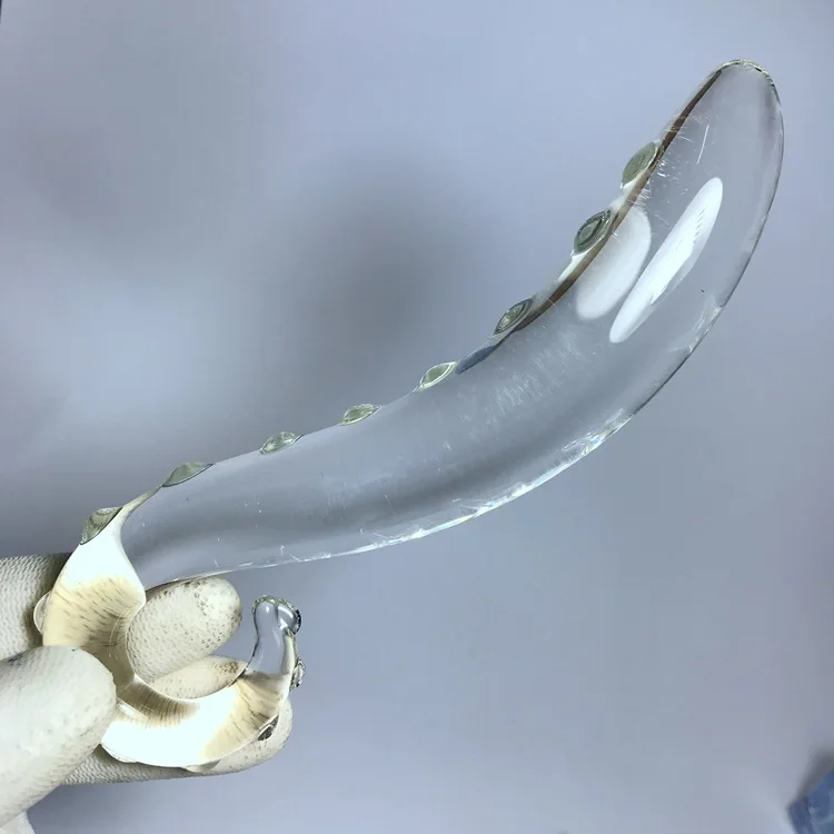 Hippocampus Shape G Shape Pyrex Glass Crystal Dildo with Spot Beads Fake Penis Anal Butt Plug Gay Masturbation Box Shipping