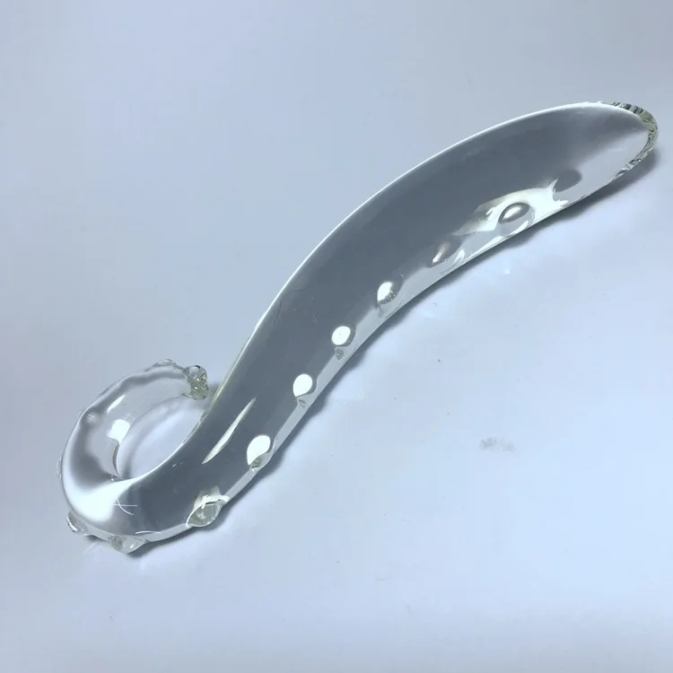 Hippocampus Shape G Shape Pyrex Glass Crystal Dildo with Spot Beads Fake Penis Anal Butt Plug Gay Masturbation Box Shipping