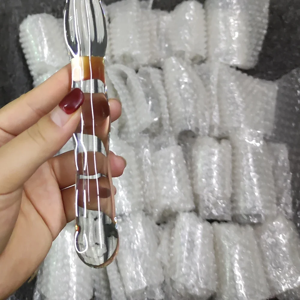Crystal Glass Anal Plug Pyrex Pink Long Glass Butt Plug Golden G-spot Massager Wand Novelty Sex Toys Glass Masturbation Fetish
