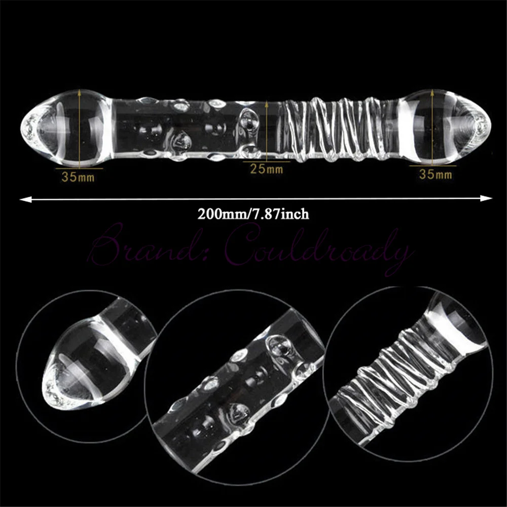 195x34mm Transparent Glass Dildo Pyrex Dick Sex Toys for Woman Crystal Anal Plug Female Masturbator