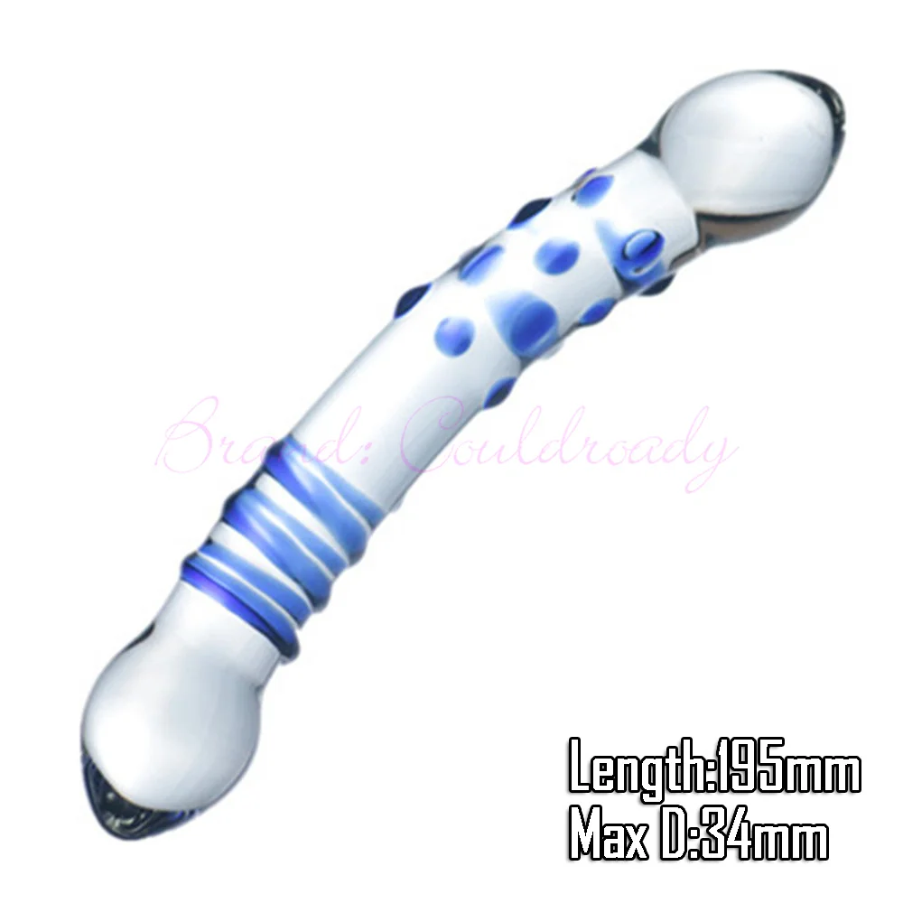 195x34mm Transparent Glass Dildo Pyrex Dick Sex Toys for Woman Crystal Anal Plug Female Masturbator
