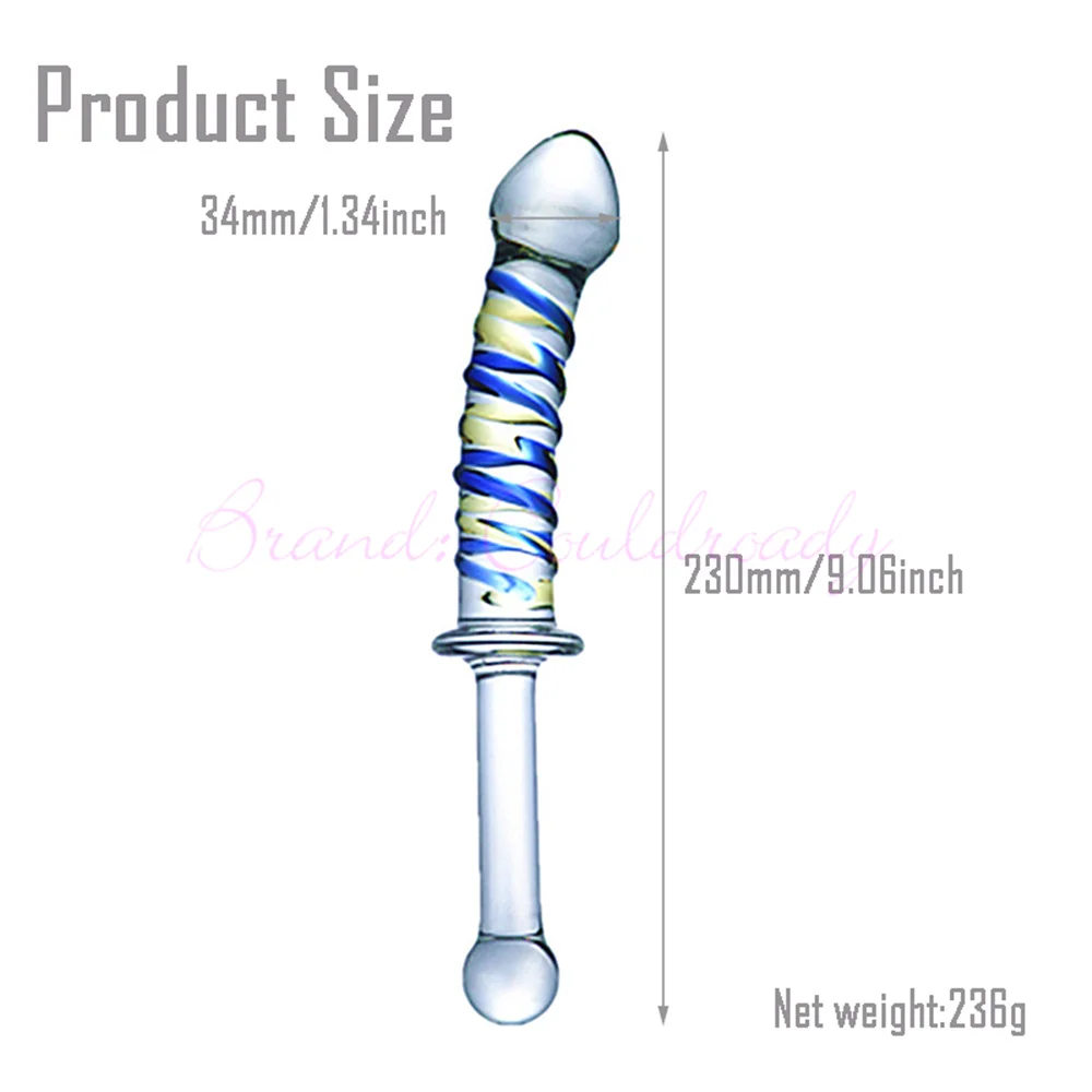 230mm Crystal Dildo Prostate Massager Pyrex Glass Anal Butt Plug Sex Toys Adult Female Masturbation Products for Women Men Gay