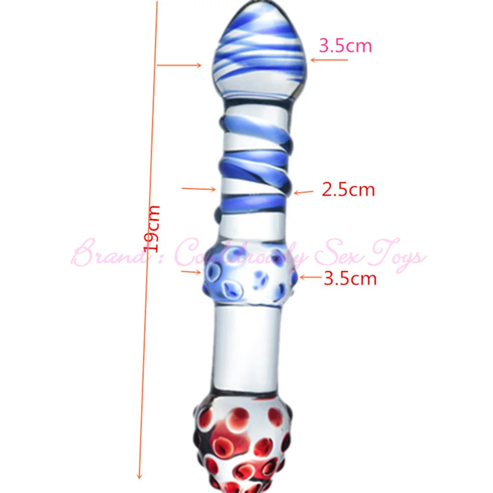 Colorful 190x35mm Pyrex Glass Dildo For Women Masturbation Artificial Penis Anal Plug Sex Toy Gay Male