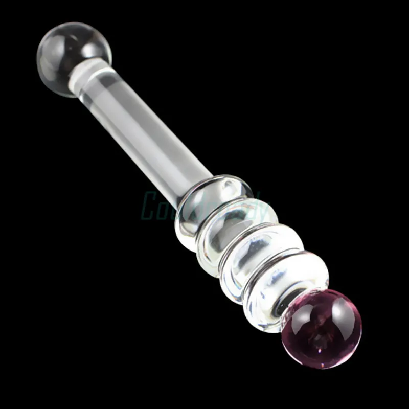 Crystal Artificial Anus 5 Beads Doubel Head Penis Pyrex Glass Dick Anal Dildo Butt Plug Adult Masturbator Sex Toys for Women