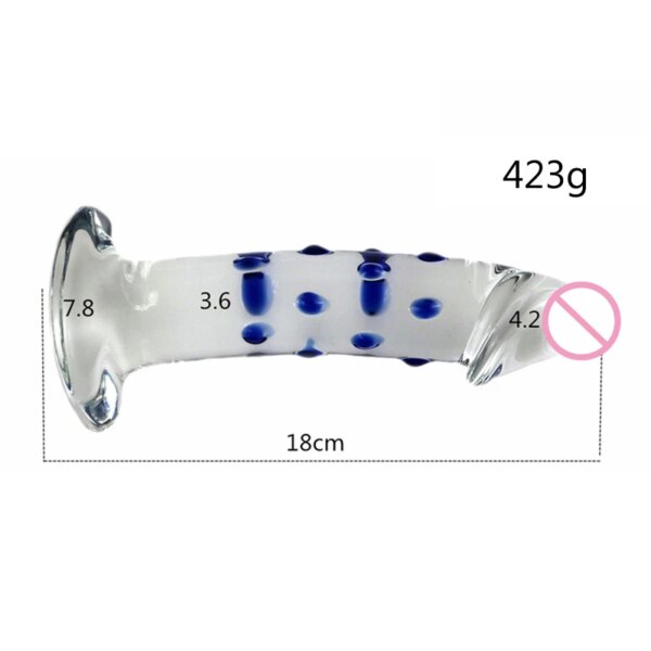 18cm Sex Pyrex Glass Dildo Artificial Dick Male Genital Penis Anal Butt Plug Adult Masturbator Sex Toys for Women Girl's Love