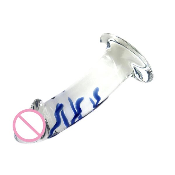 18cm Sex Pyrex Glass Dildo Artificial Dick Male Genital Penis Anal Butt Plug Adult Masturbator Sex Toys for Women Girl's Love