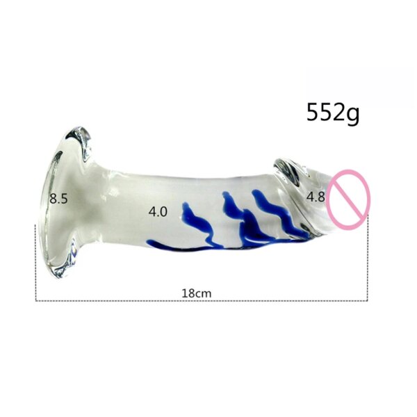 18cm Sex Pyrex Glass Dildo Artificial Dick Male Genital Penis Anal Butt Plug Adult Masturbator Sex Toys for Women Girl's Love