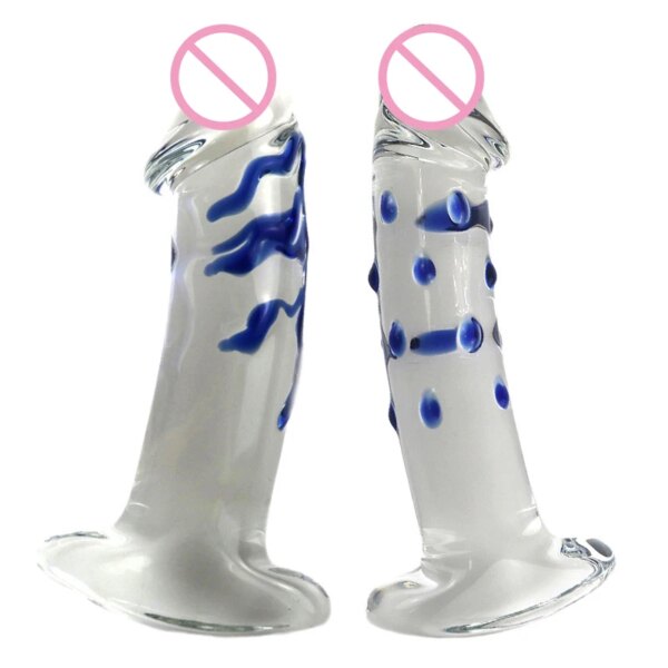 18cm Sex Pyrex Glass Dildo Artificial Dick Male Genital Penis Anal Butt Plug Adult Masturbator Sex Toys for Women Girl's Love