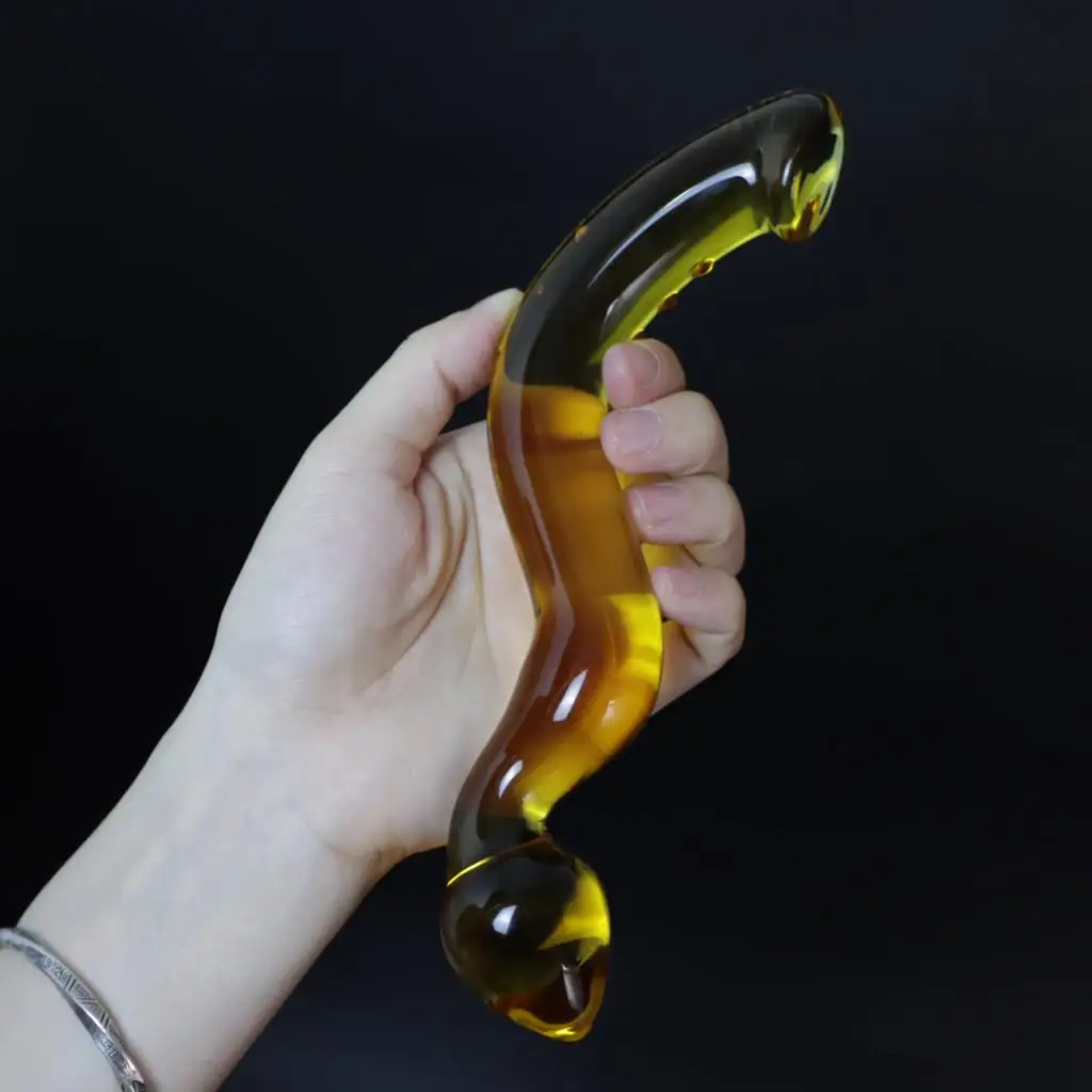 2023 Pyrex Glass Bent Dildo Penis Anal Plug Beads Adult Male Products Orgasm Sex Toys for Women Men Consoladorespara Mujer 18+