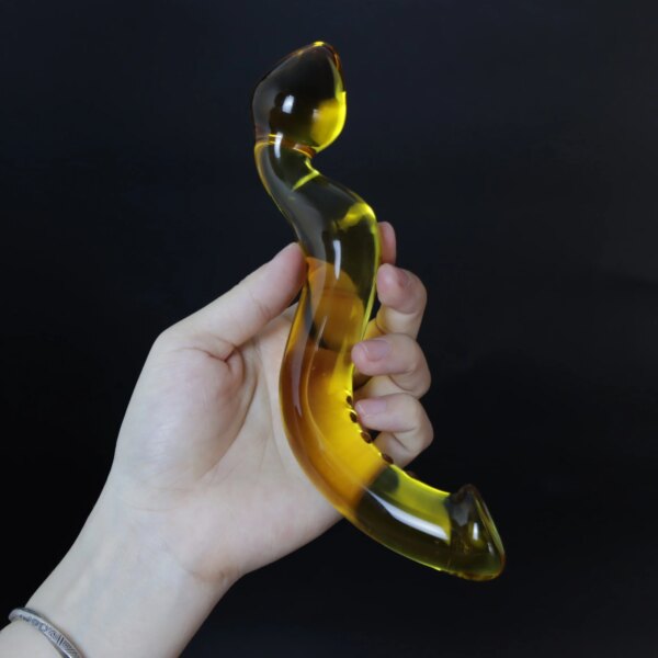 2023 Pyrex Glass Bent Dildo Penis Anal Plug Beads Adult Male Products Orgasm Sex Toys for Women Men Consoladorespara Mujer 18+