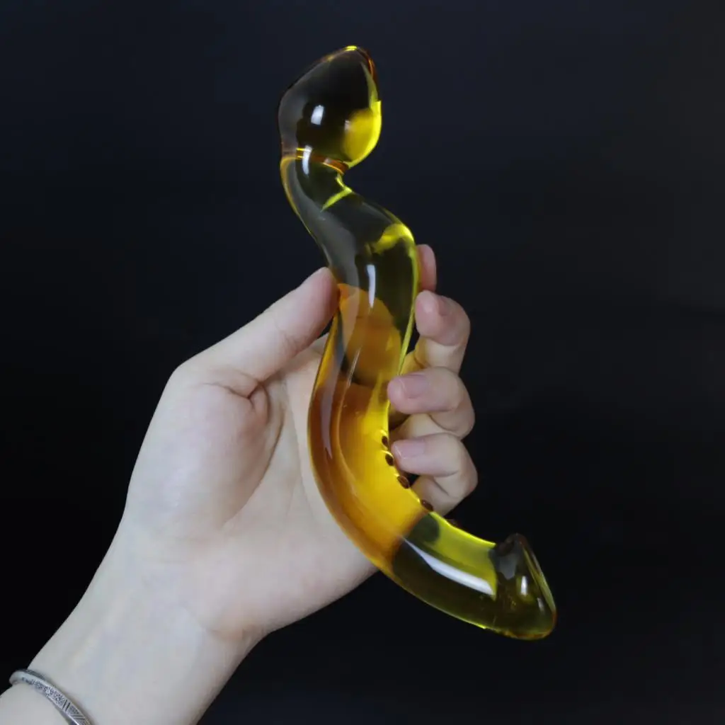 2023 Pyrex Glass Bent Dildo Penis Anal Plug Beads Adult Male Products Orgasm Sex Toys for Women Men Consoladorespara Mujer 18+