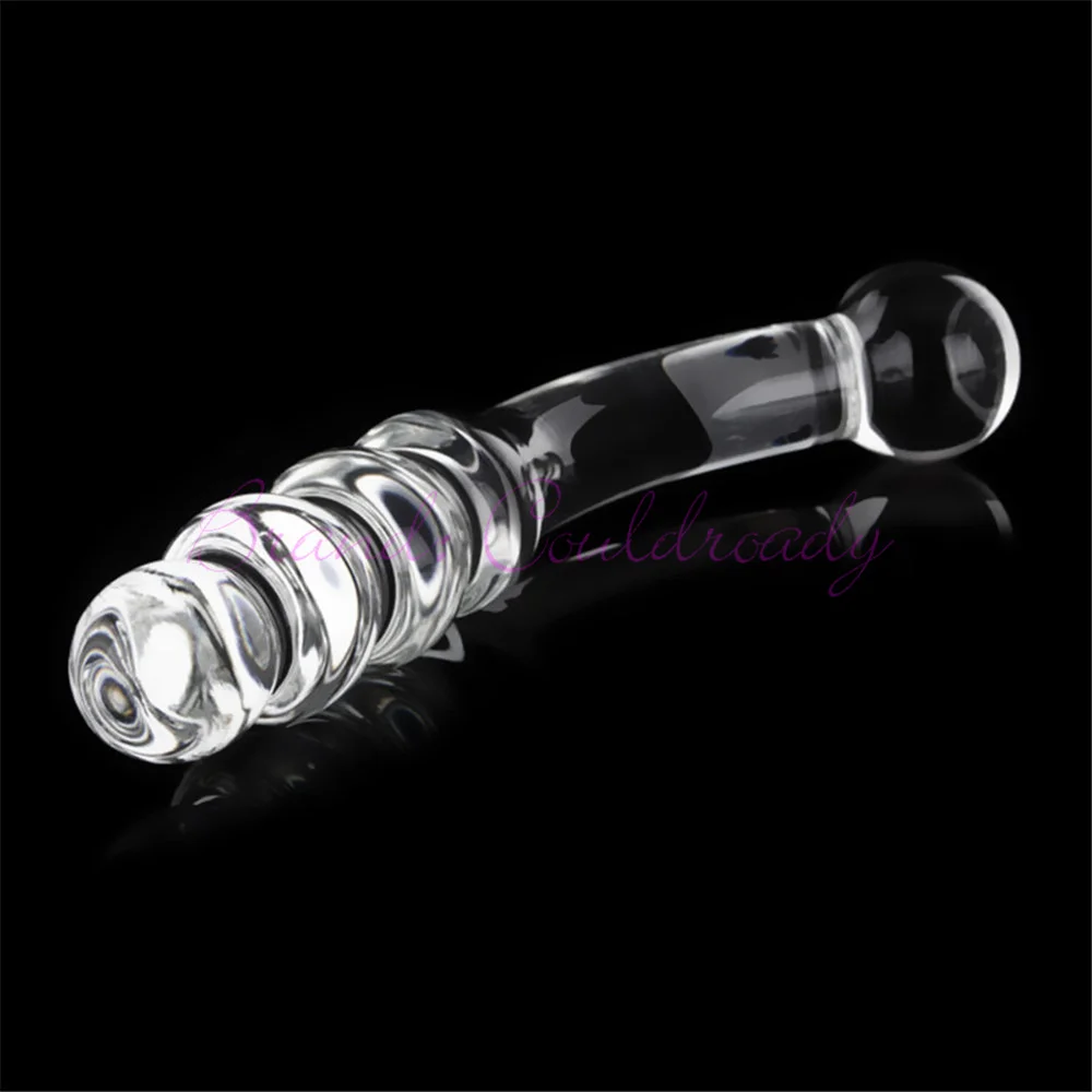 Transparent Glass Dildo 195x33mm Pyrex Dick Sex Toys for Woman Adult 4 Beads Crystal Anal Plug Female Masturbator