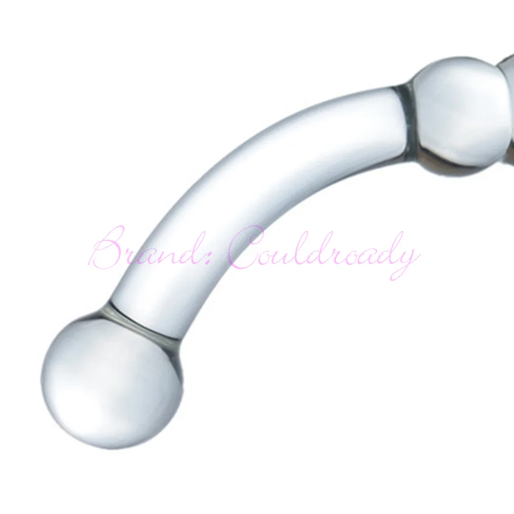 Transparent Glass Dildo 195x33mm Pyrex Dick Sex Toys for Woman Adult 4 Beads Crystal Anal Plug Female Masturbator