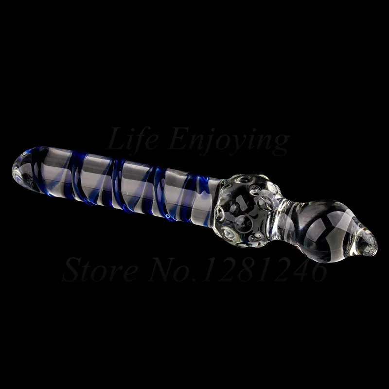 Double Headed Dildo Pyrex Glass Crystal Fake Penis Anal Butt Plug Female Male Adult G-spot Masturbation Sex Toys for Women Men