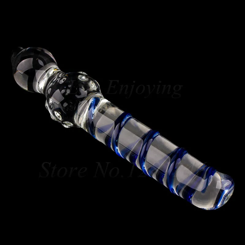 Double Headed Dildo Pyrex Glass Crystal Fake Penis Anal Butt Plug Female Male Adult G-spot Masturbation Sex Toys for Women Men