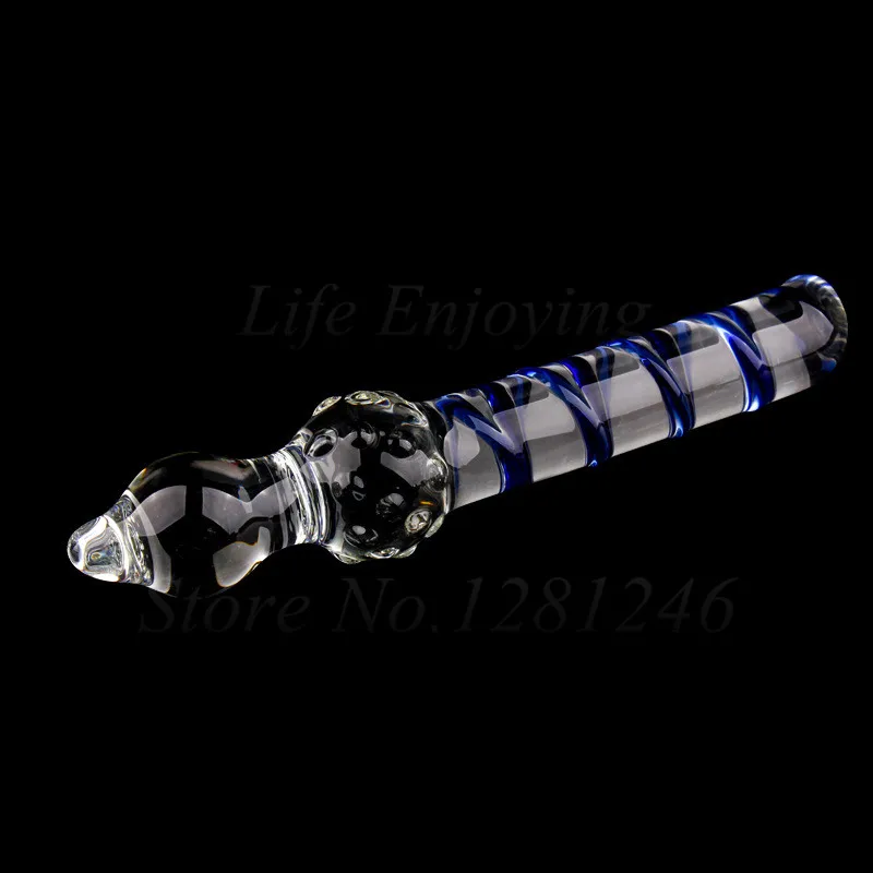 Double Headed Dildo Pyrex Glass Crystal Fake Penis Anal Butt Plug Female Male Adult G-spot Masturbation Sex Toys for Women Men