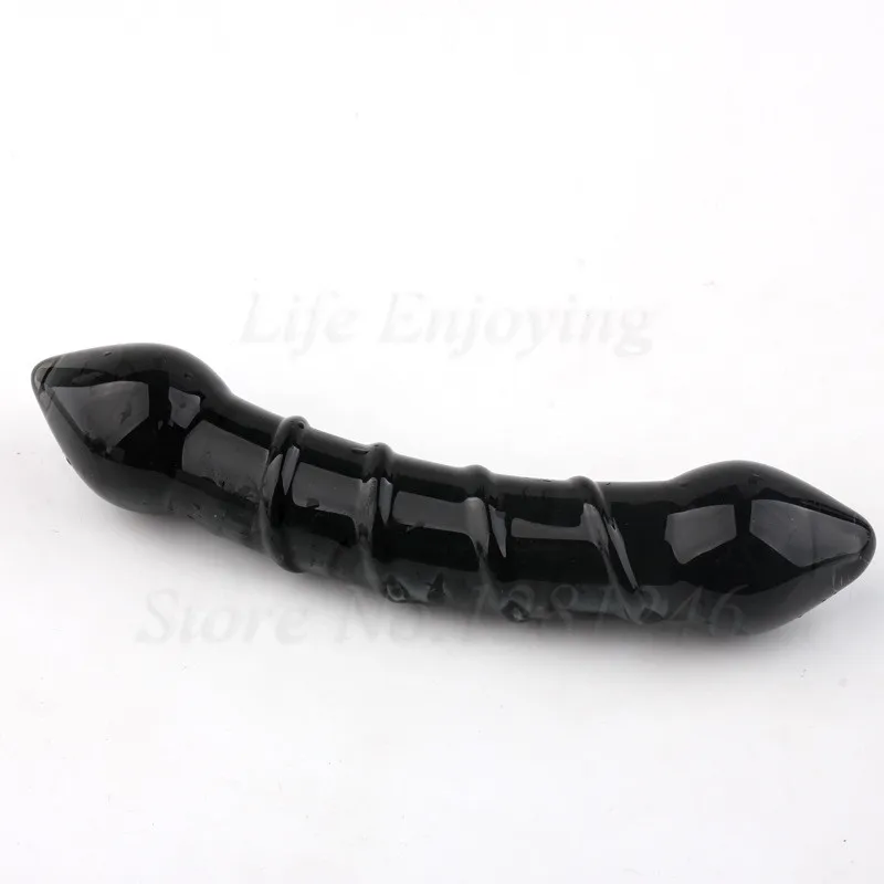 Double Headed Dildo Pyrex Glass Crystal Fake Penis Anal Butt Plug Female Male Adult G-spot Masturbation Sex Toys for Women Men
