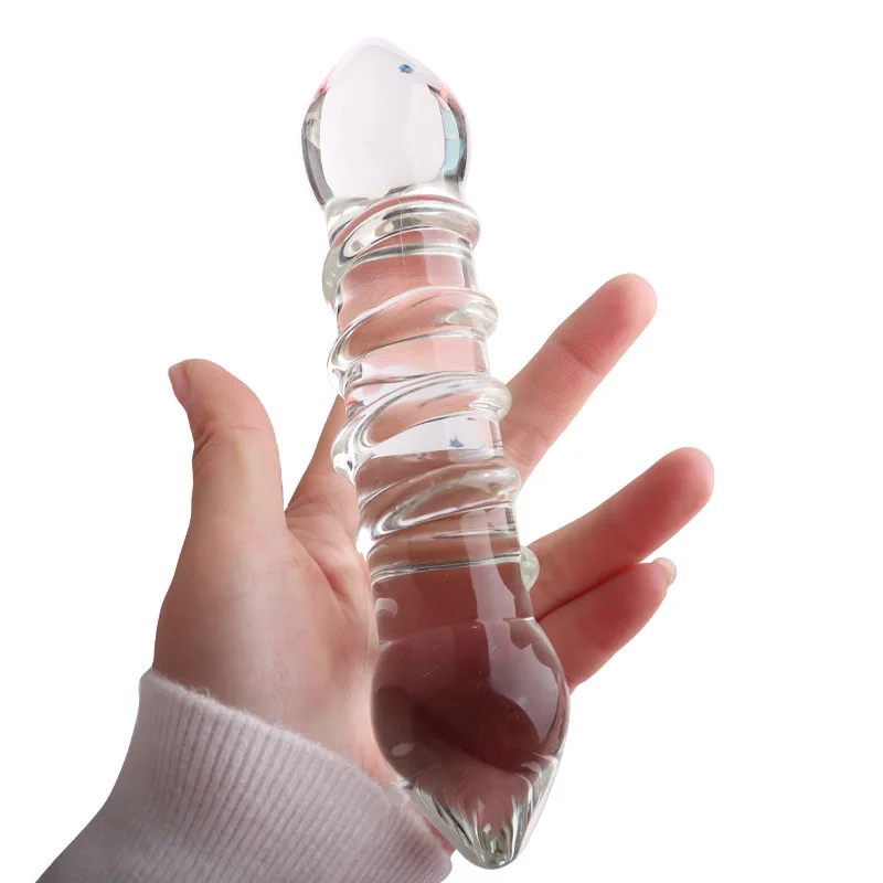 Double Headed Dildo Pyrex Glass Crystal Fake Penis Anal Butt Plug Female Male Adult G-spot Masturbation Sex Toys for Women Men