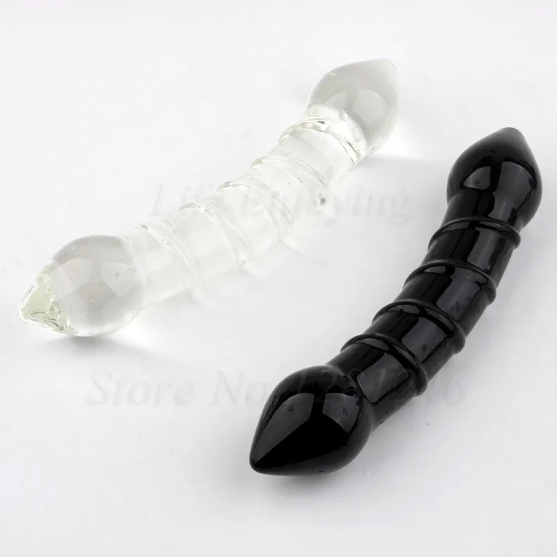 Double Headed Dildo Pyrex Glass Crystal Fake Penis Anal Butt Plug Female Male Adult G-spot Masturbation Sex Toys for Women Men