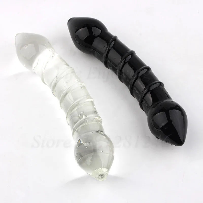Double Headed Dildo Pyrex Glass Crystal Fake Penis Anal Butt Plug Female Male Adult G-spot Masturbation Sex Toys for Women Men