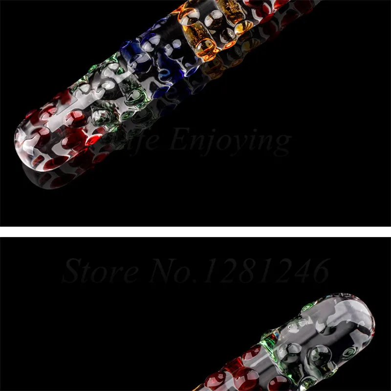 Double Headed Dildo Pyrex Glass Crystal Fake Penis Anal Butt Plug Female Male Adult G-spot Masturbation Sex Toys for Women Men