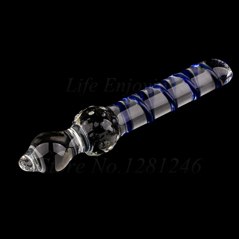 Double Headed Dildo Pyrex Glass Crystal Fake Penis Anal Butt Plug Female Male Adult G-spot Masturbation Sex Toys for Women Men