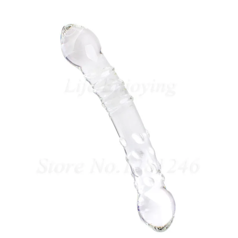 Double Headed Dildo Pyrex Glass Crystal Fake Penis Anal Butt Plug Female Male Adult G-spot Masturbation Sex Toys for Women Men
