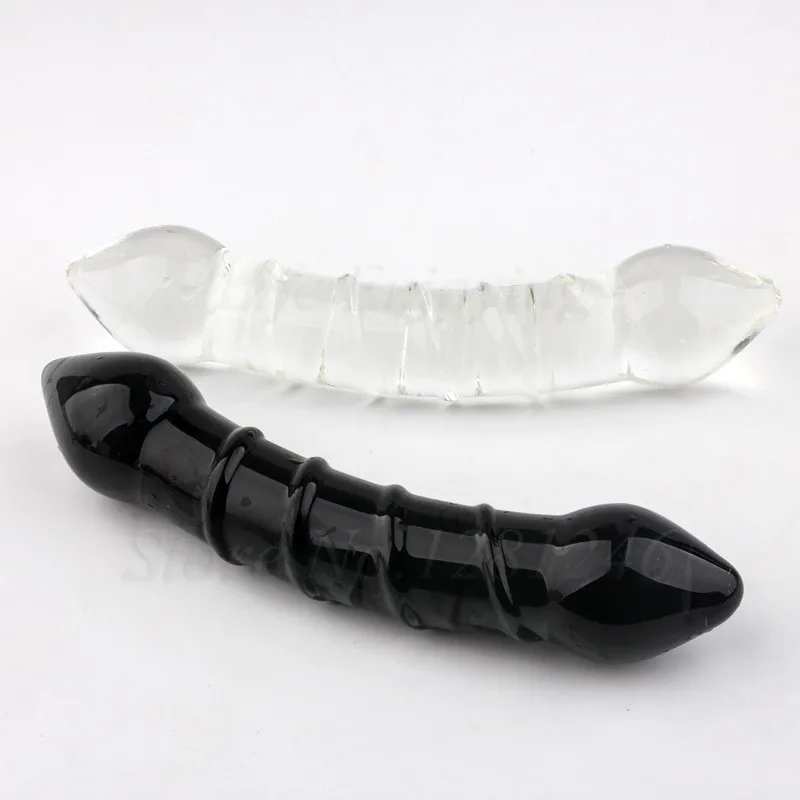 Double Headed Dildo Pyrex Glass Crystal Fake Penis Anal Butt Plug Female Male Adult G-spot Masturbation Sex Toys for Women Men