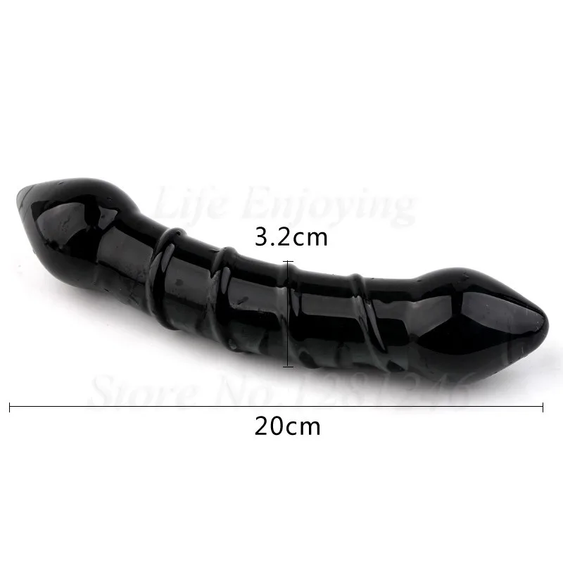 Double Headed Dildo Pyrex Glass Crystal Fake Penis Anal Butt Plug Female Male Adult G-spot Masturbation Sex Toys for Women Men