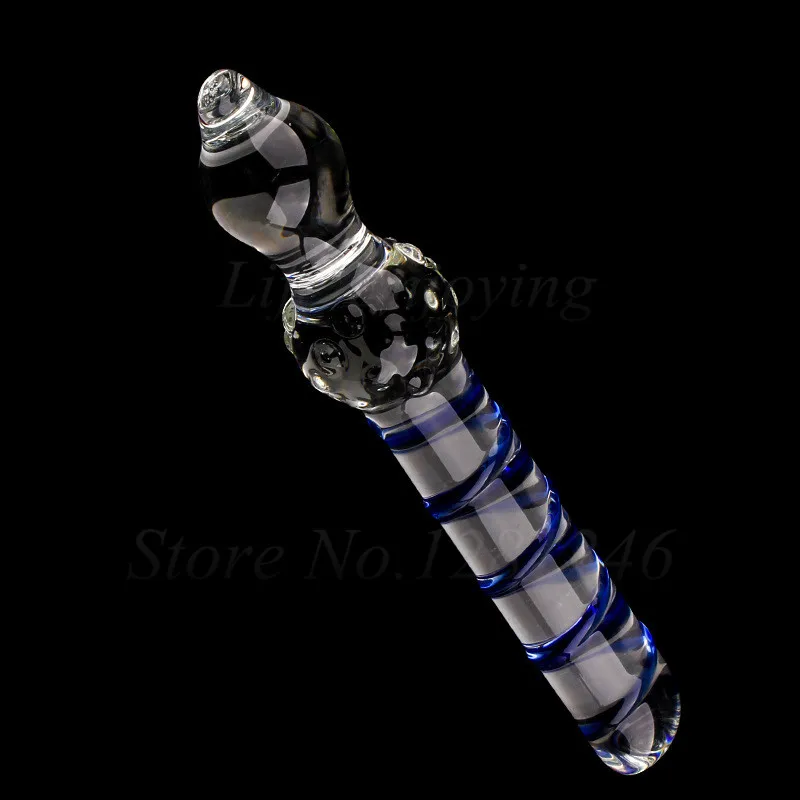 Double Headed Dildo Pyrex Glass Crystal Fake Penis Anal Butt Plug Female Male Adult G-spot Masturbation Sex Toys for Women Men