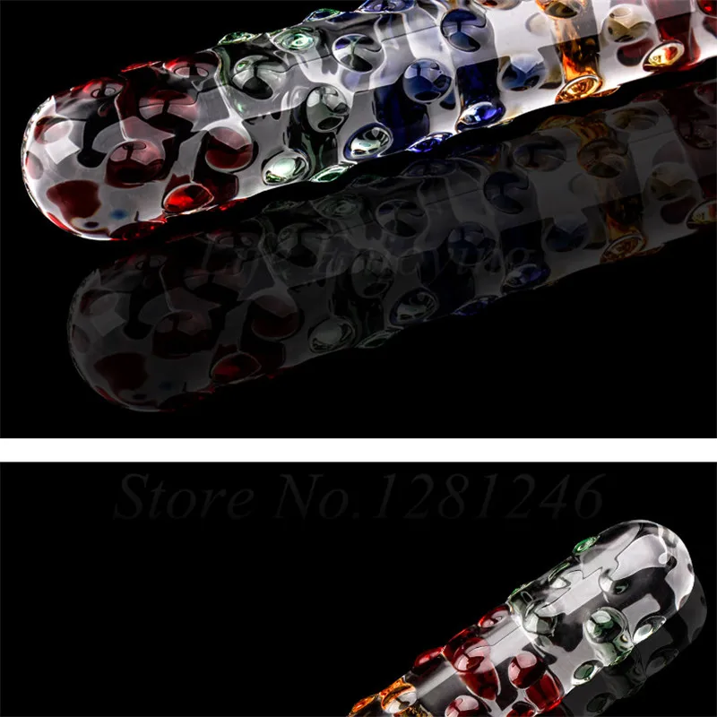 Double Headed Dildo Pyrex Glass Crystal Fake Penis Anal Butt Plug Female Male Adult G-spot Masturbation Sex Toys for Women Men
