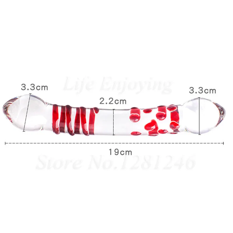 Double Headed Dildo Pyrex Glass Crystal Fake Penis Anal Butt Plug Female Male Adult G-spot Masturbation Sex Toys for Women Men