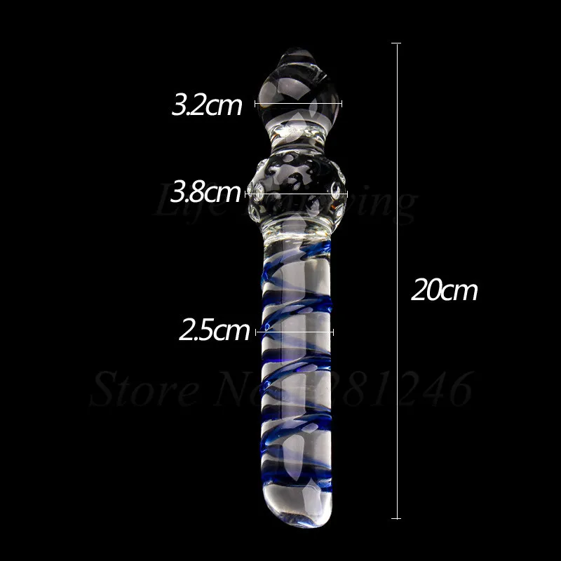 Double Headed Dildo Pyrex Glass Crystal Fake Penis Anal Butt Plug Female Male Adult G-spot Masturbation Sex Toys for Women Men