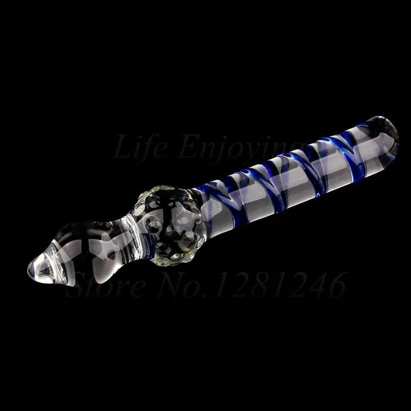 Double Headed Dildo Pyrex Glass Crystal Fake Penis Anal Butt Plug Female Male Adult G-spot Masturbation Sex Toys for Women Men
