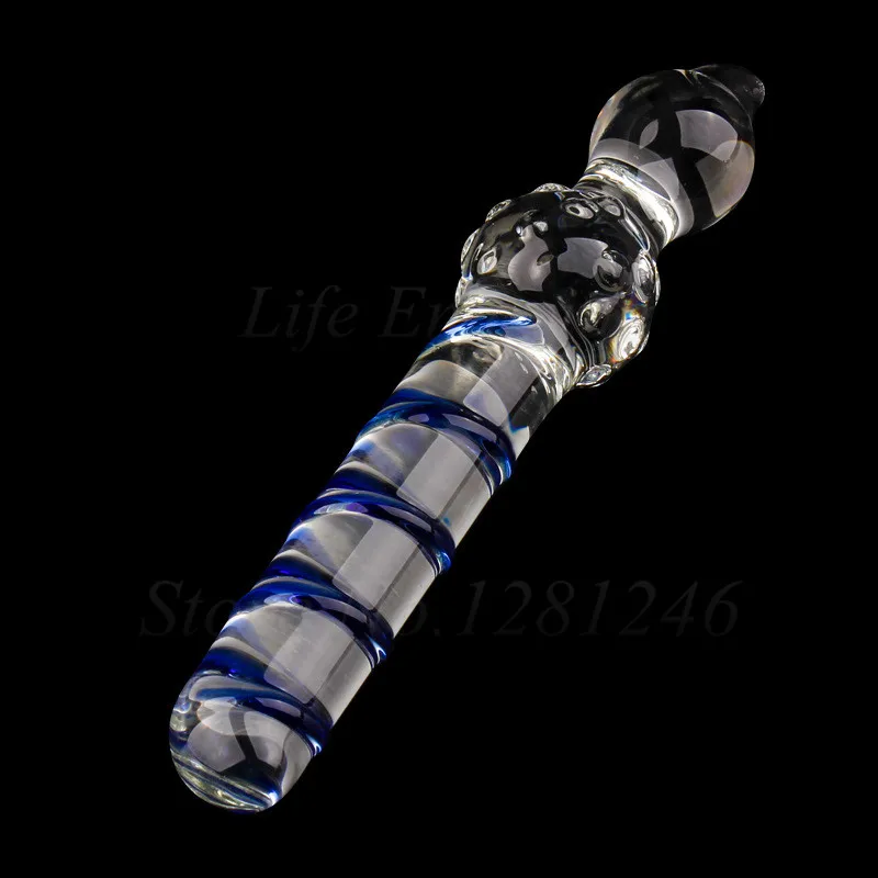 Double Headed Dildo Pyrex Glass Crystal Fake Penis Anal Butt Plug Female Male Adult G-spot Masturbation Sex Toys for Women Men