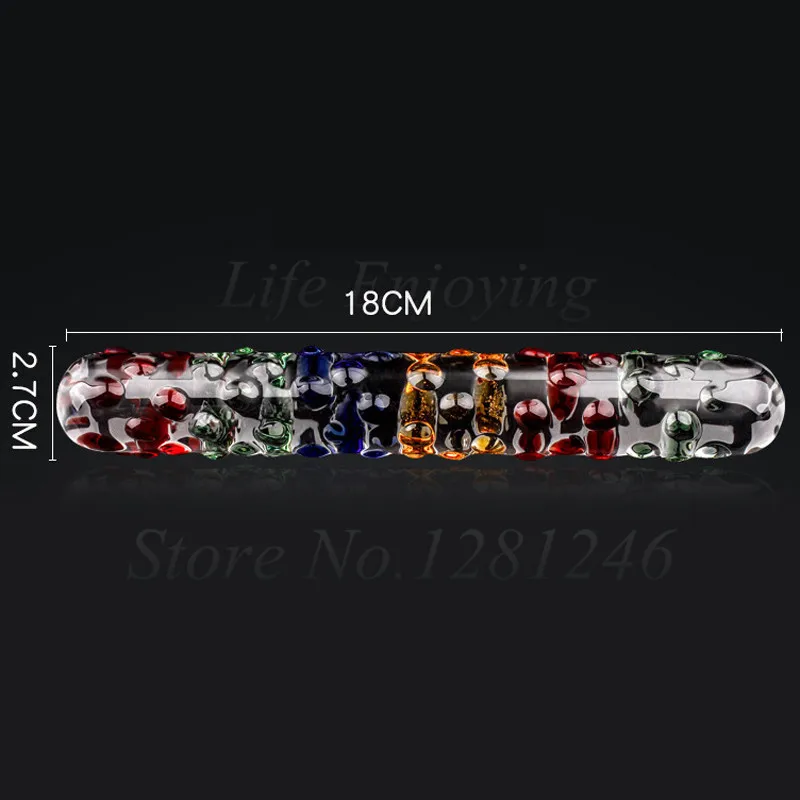 Double Headed Dildo Pyrex Glass Crystal Fake Penis Anal Butt Plug Female Male Adult G-spot Masturbation Sex Toys for Women Men