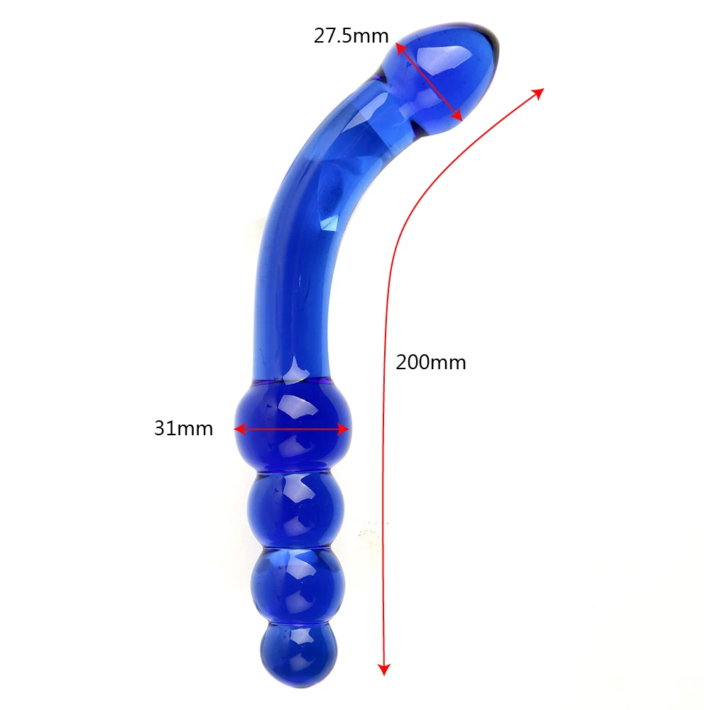 IKOKY Sex Toys for Women Men Blue Pyrex Crystal Anal Beads Masturbator Butt Plug G-spot Stimulation Glass Dildo Fake Penis