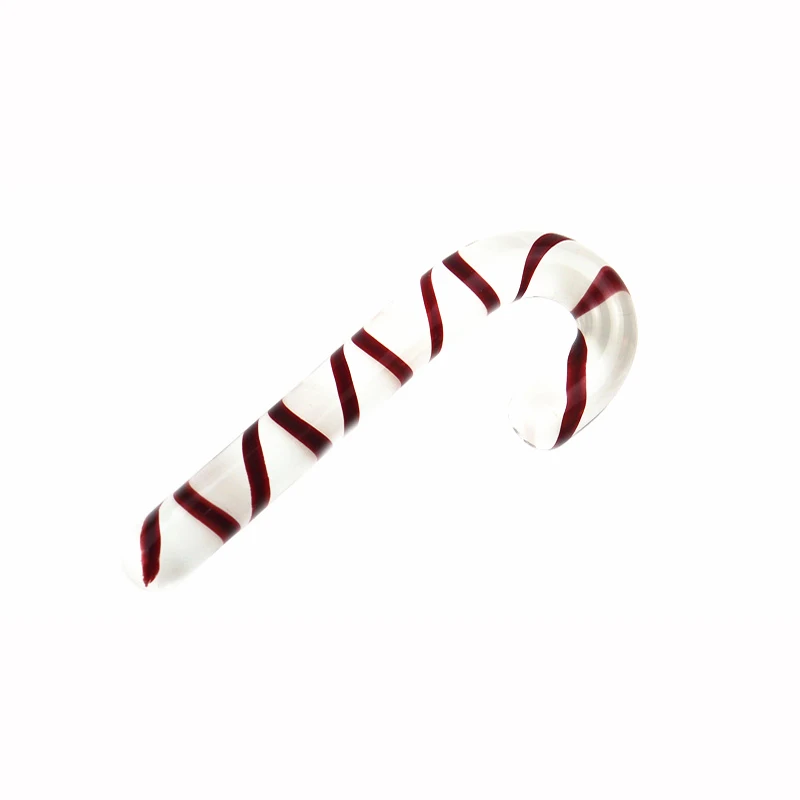 Super Big Fake Penis Red Candy Cane Pyrex Glass Dildo Crystal Sex Product G-spot Vagina Anal Butt Plug Stimulator 2 Sizes Dildos