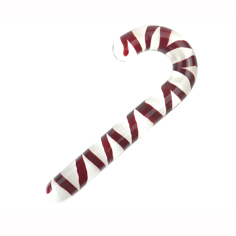 Super Big Fake Penis Red Candy Cane Pyrex Glass Dildo Crystal Sex Product G-spot Vagina Anal Butt Plug Stimulator 2 Sizes Dildos