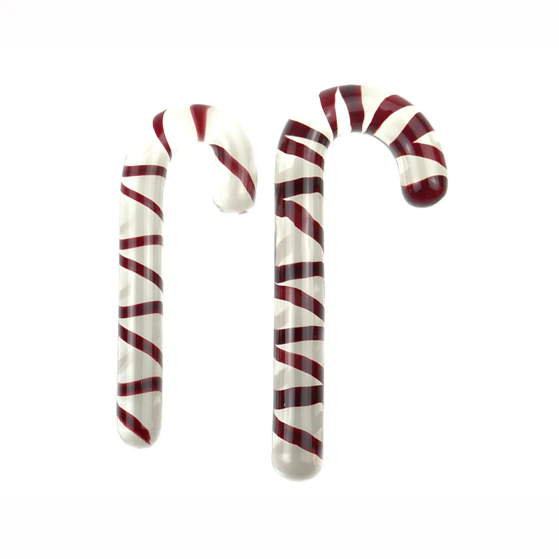 Super Big Fake Penis Red Candy Cane Pyrex Glass Dildo Crystal Sex Product G-spot Vagina Anal Butt Plug Stimulator 2 Sizes Dildos