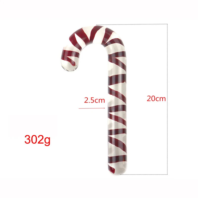 Super Big Fake Penis Red Candy Cane Pyrex Glass Dildo Crystal Sex Product G-spot Vagina Anal Butt Plug Stimulator 2 Sizes Dildos