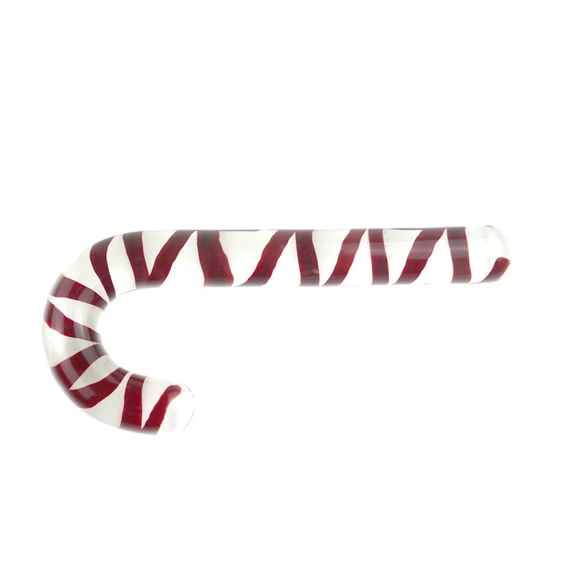 Super Big Fake Penis Red Candy Cane Pyrex Glass Dildo Crystal Sex Product G-spot Vagina Anal Butt Plug Stimulator 2 Sizes Dildos