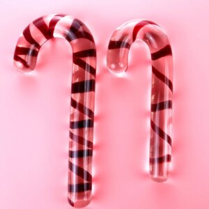 Super Big Fake Penis Red Candy Cane Pyrex Glass Dildo Crystal Sex Product G-spot Vagina Anal Butt Plug Stimulator 2 Sizes Dildos
