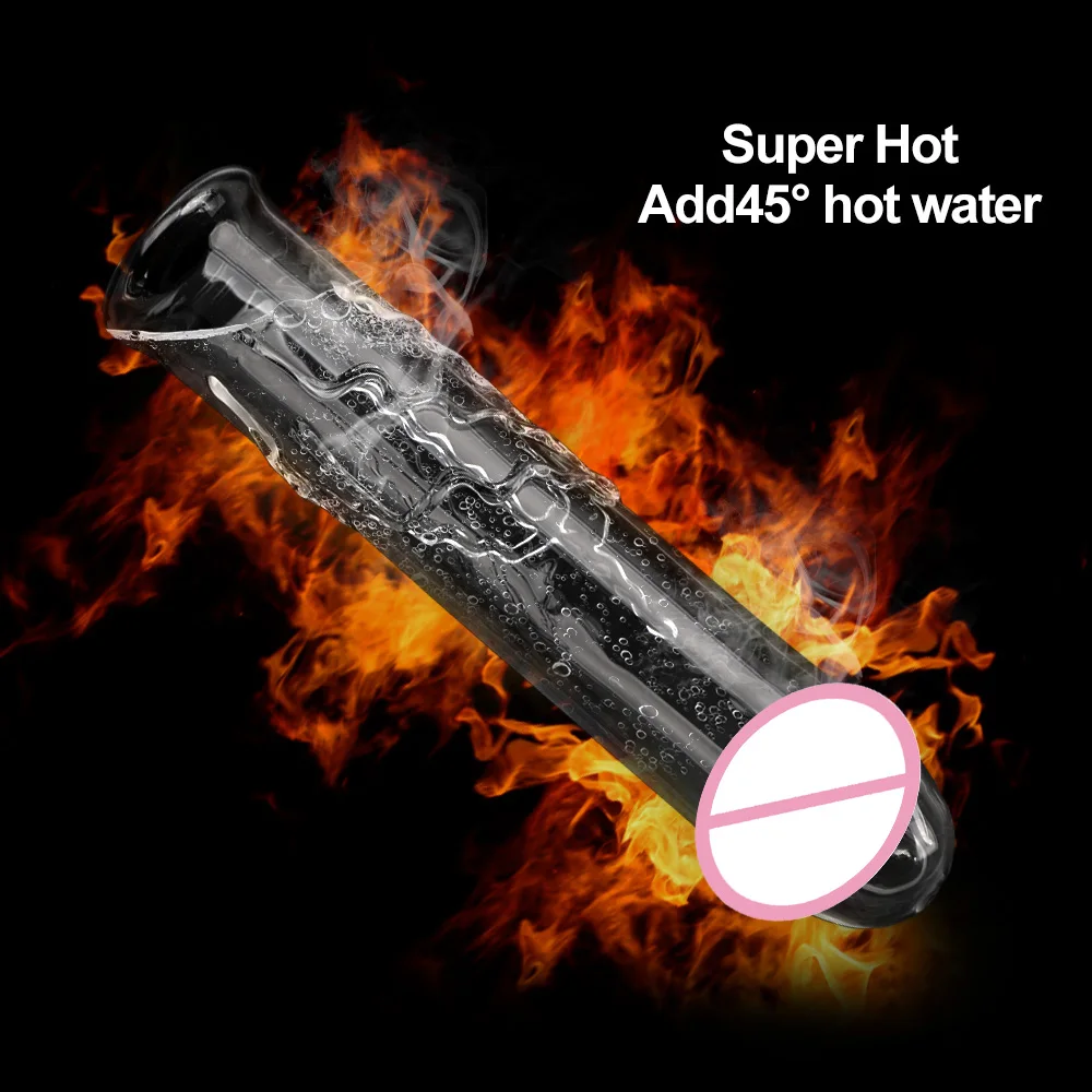 Hollow Glass Dildo Add Hot Ice Water Pyrex Penis Anus Plug Vestibular Sexual G-spot Stimulation Sexy for Couples Gay Women