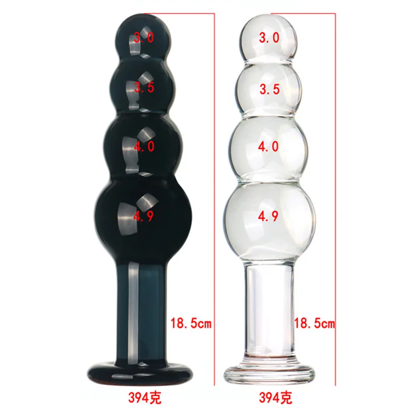 Black 4 Beads Pyrex glass crystal dildo Sex toy Adult products for women penis Anal butt plug women female male masturbation