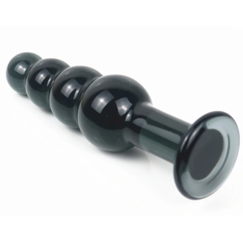 Black 4 Beads Pyrex glass crystal dildo Sex toy Adult products for women penis Anal butt plug women female male masturbation