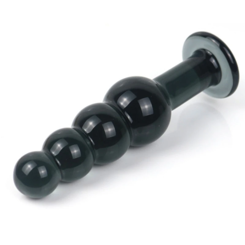 Black 4 Beads Pyrex glass crystal dildo Sex toy Adult products for women penis Anal butt plug women female male masturbation